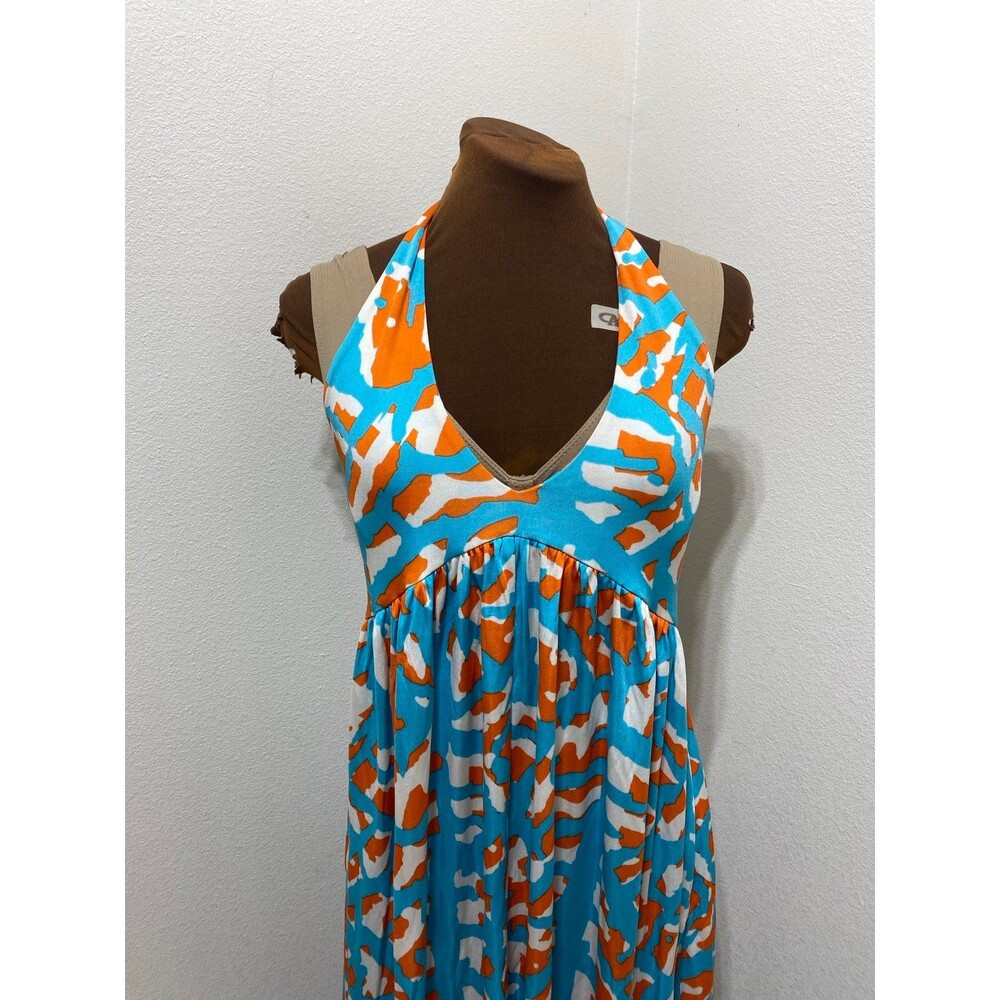 Diane Von Furstenberg Maxi Dress Halter Neckline Silk Blend Women’s Size 10 - Picture 2 of 7